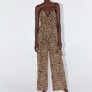 Zara leopard jumpsuit NWT!